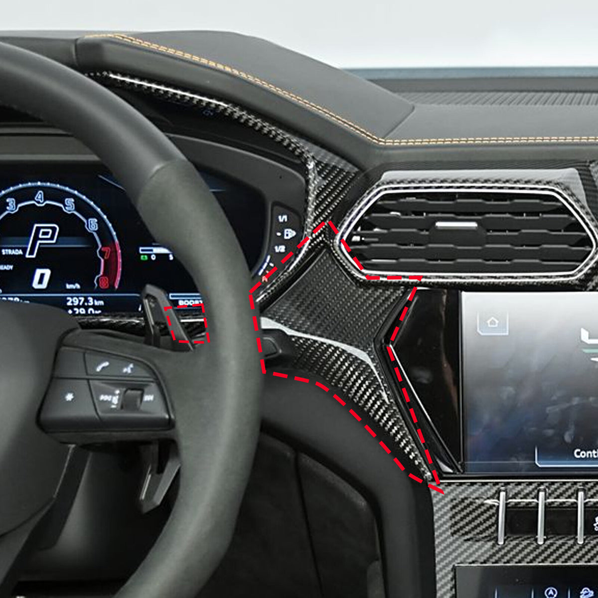 Matte Real Dry Carbon Fiber Center Console Panel Trim For Lamborghini URUS 18-23 5