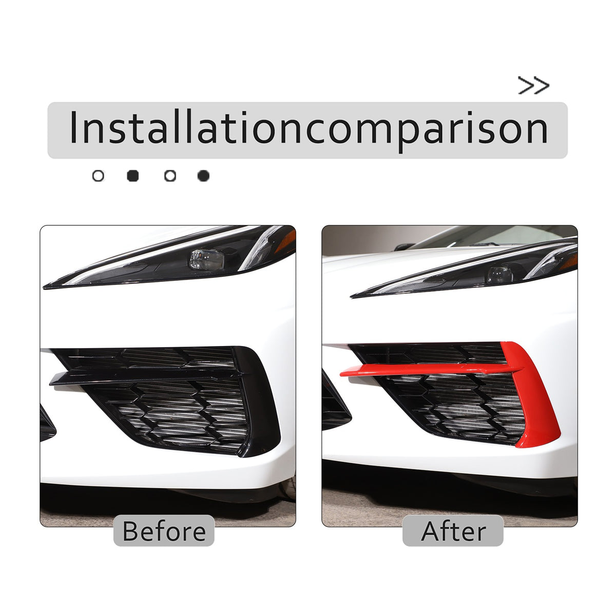 Sports Red Front Bumper Fog Light Lamp Trims for Corvette C8 2020-2025 US 10