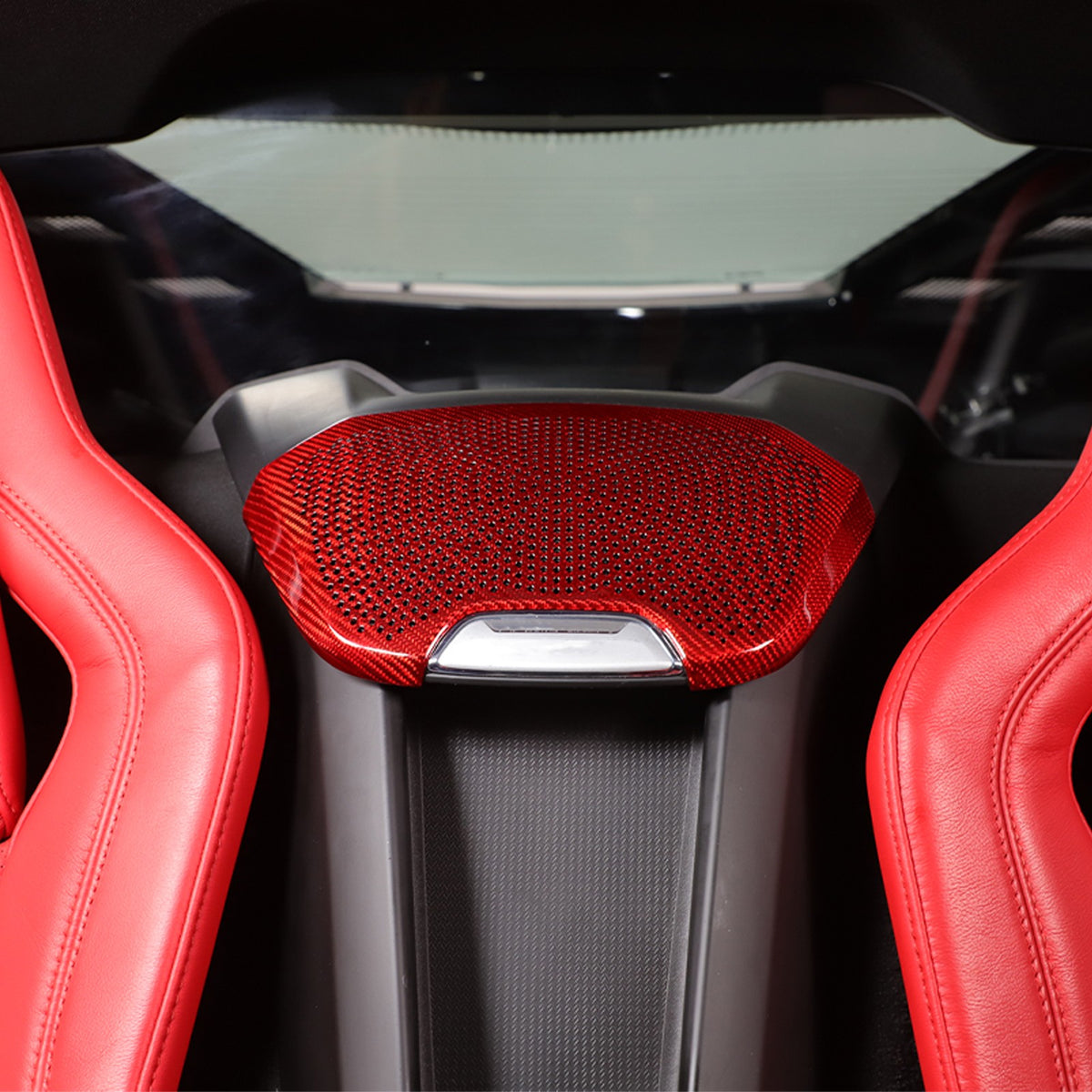 Red Real Carbon Fiber Rear Speaker Grille Trim For Corvette C8 1LT/2LT 2020+ 17