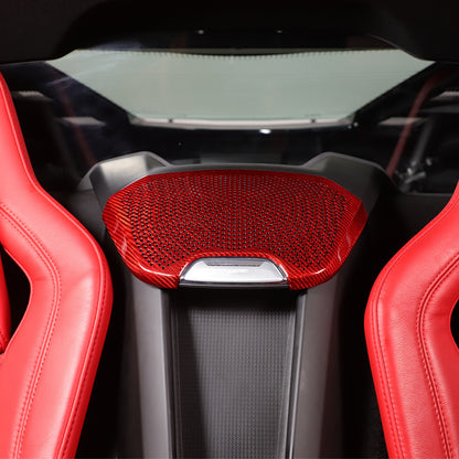 Red Real Carbon Fiber Rear Speaker Grille Trim For Corvette C8 1LT/2LT 2020+ 17