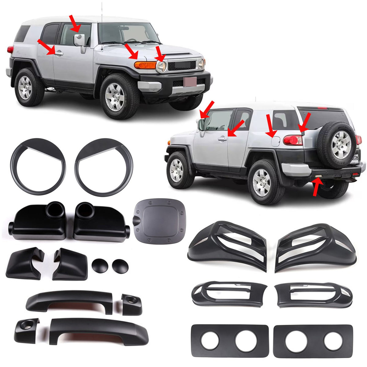 Matte Black ABS Full Exterior Cover Trim Set For Toyota FJ Cruiser 2007-2021 1