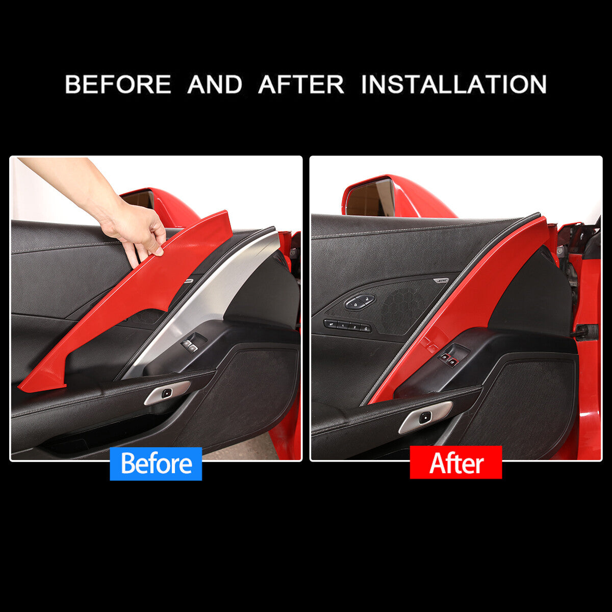 Sports Red ABS Interior Decoration Cover Trim Kit For Corvette C7 2014-19 - Styles 1-5 40