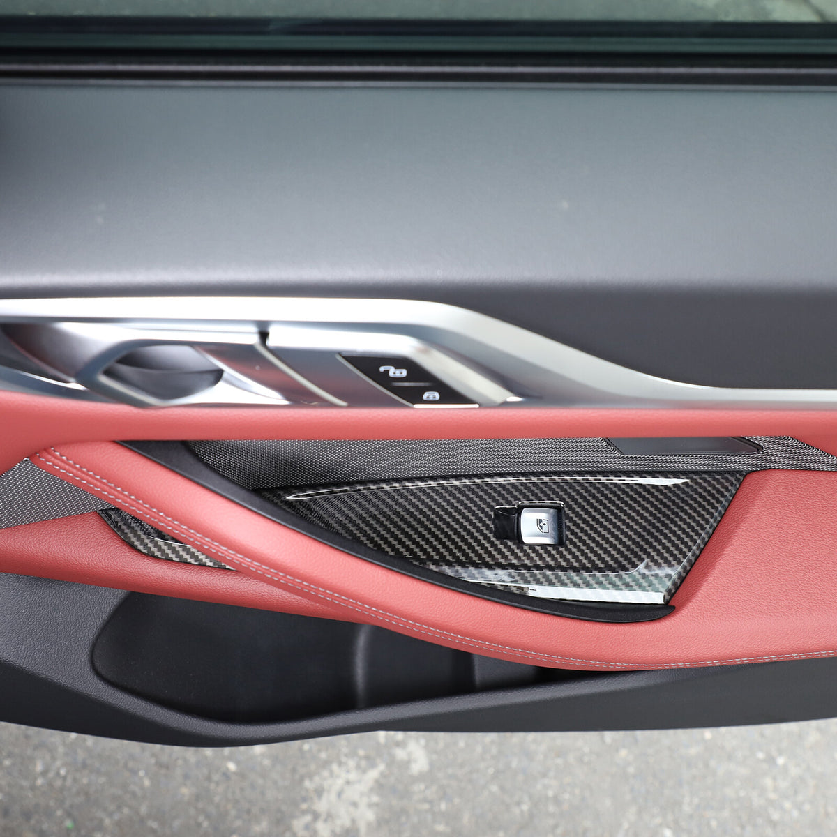 Window Lift Switch Trim Frame For BMW 4 Series 2021-2022 Carbon Fiber Style 12