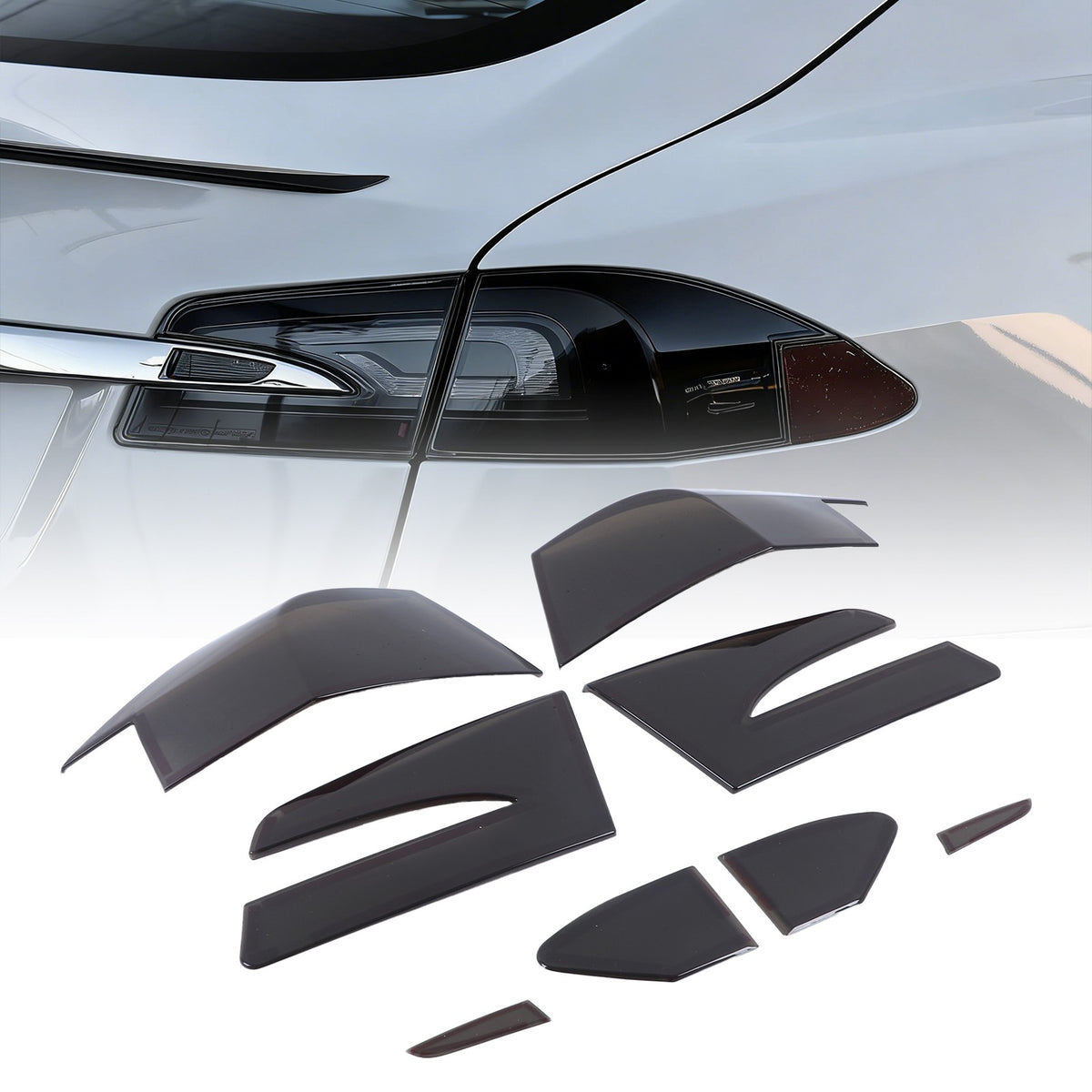 Smoked Black Rear Tail Light Guard Cover Trim Bezels For Tesla Model S 2014-2021 2