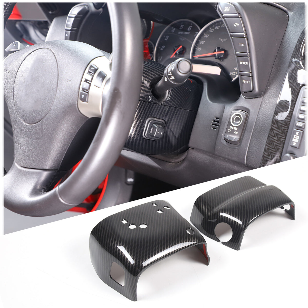 ABS Carbon Fiber Interior Exterior Cover Trim Kit For Corvette C6 2005-2013 126