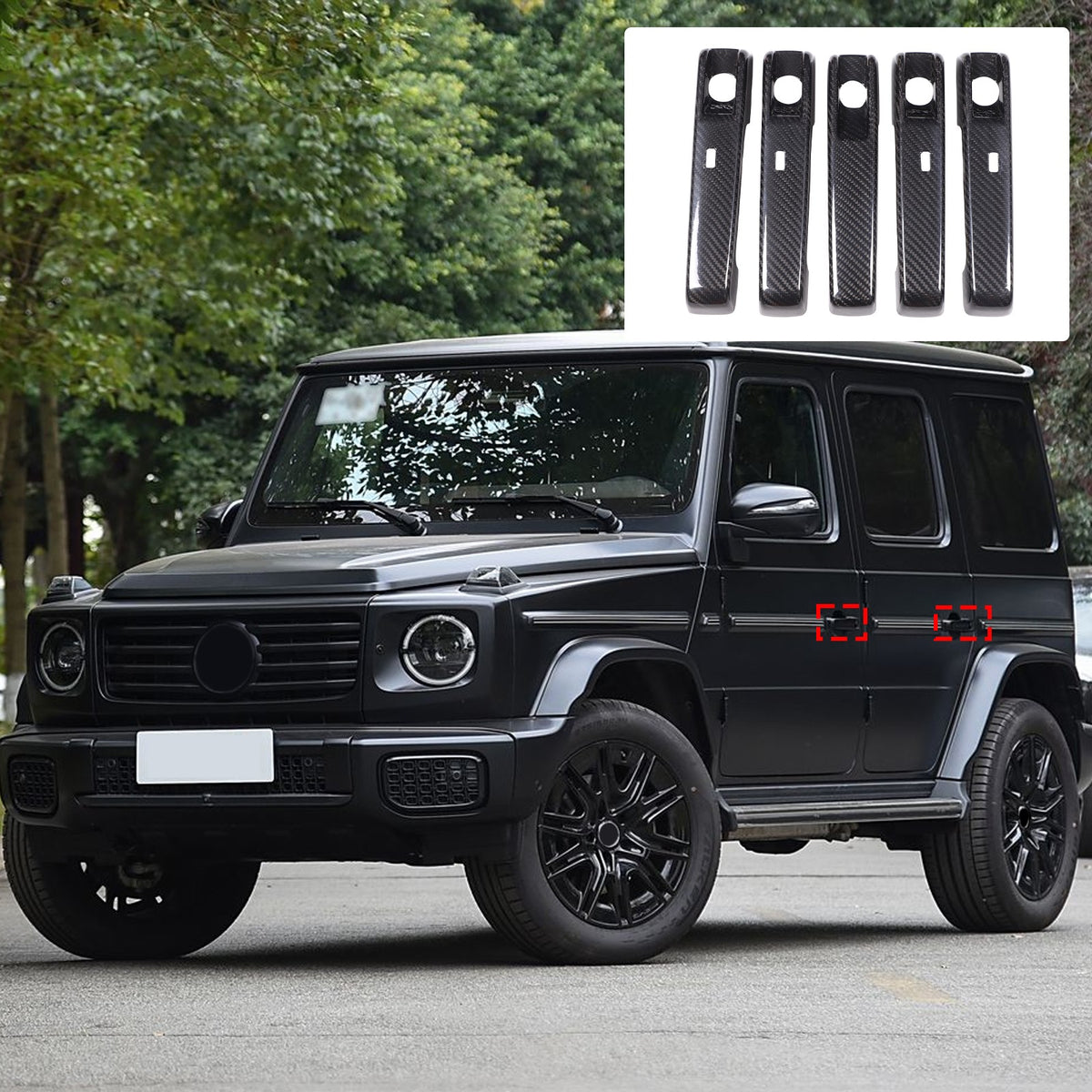 Real Carbon Fiber Exterior Keyless Door Handle Trim For Benz G-Class W465 2025+ 2