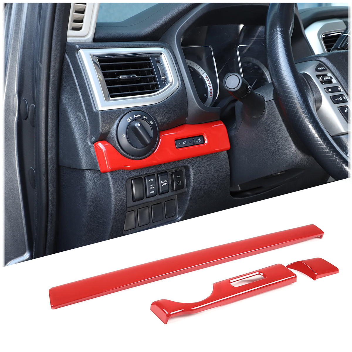 Red ABS Dashboard Center Console Trim Cover for Nissan Titan 2016-23 US 18