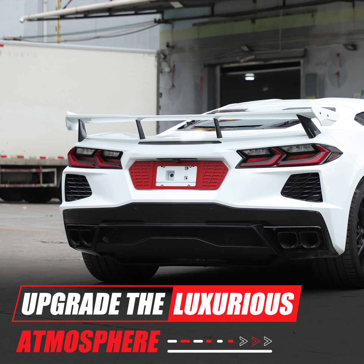 Red Aluminum Alloy Rear License Plate Filler Panel Trim for Corvette C8 2020+ 5