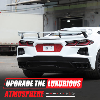 Red Aluminum Alloy Rear License Plate Filler Panel Trim for Corvette C8 2020+ 5