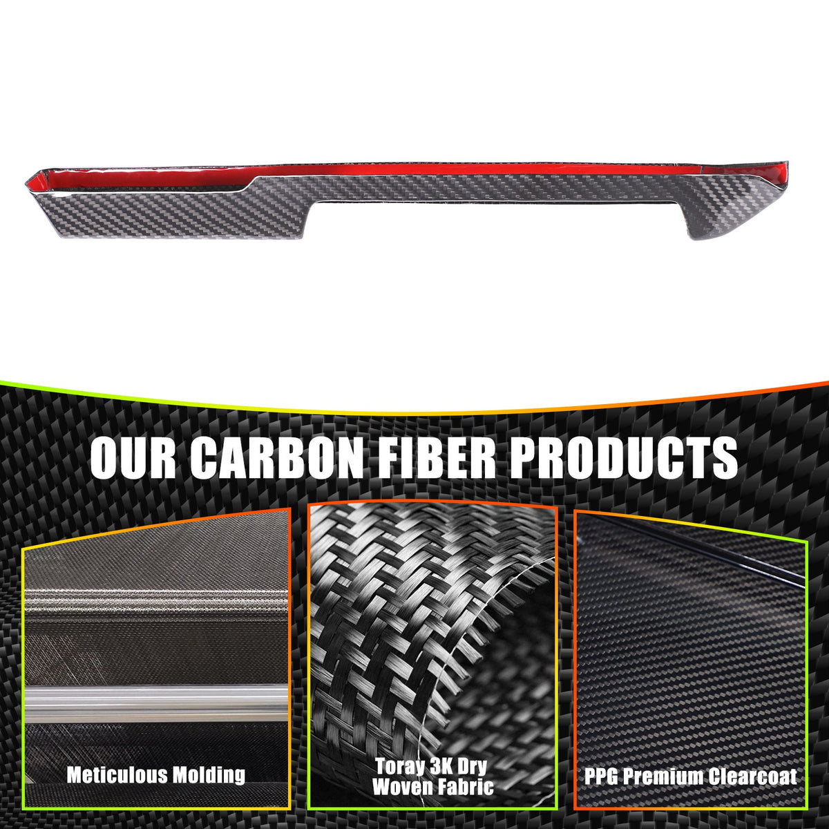 Real Carbon Fiber Dashboard Center A/C Vent Trim For Corvette C8 2026+ 5