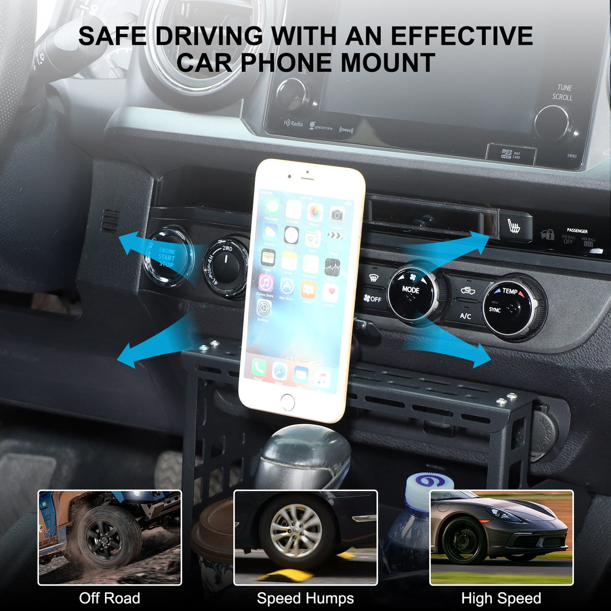 Magnetic Center Molle Panel Digital Device Mount For Toyota Tacoma 2016-2022 8
