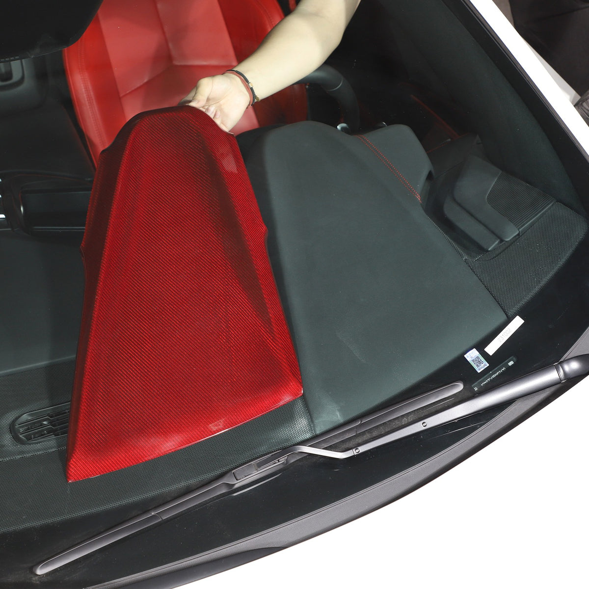 Red Carbon Fiber Dashboard Instrument Upper Panel Cover for Corvette C8 2020-25 3