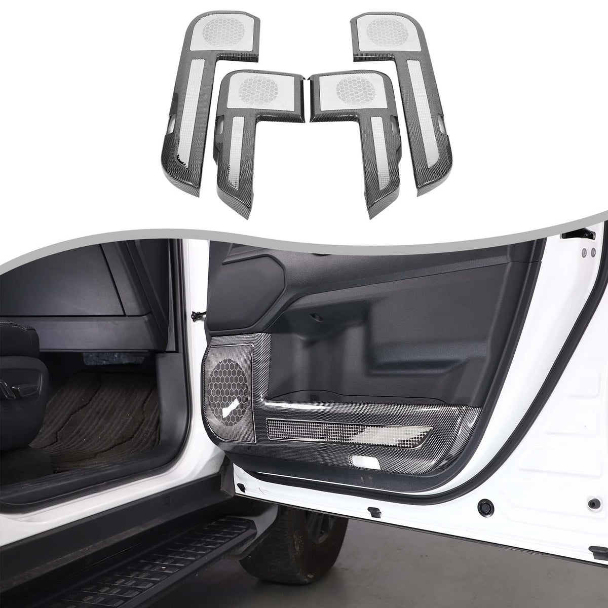 ABS Carbon Fiber Door Anti‑Kick Panel Trim For Toyota Land Cruiser LC250 24+ US 4