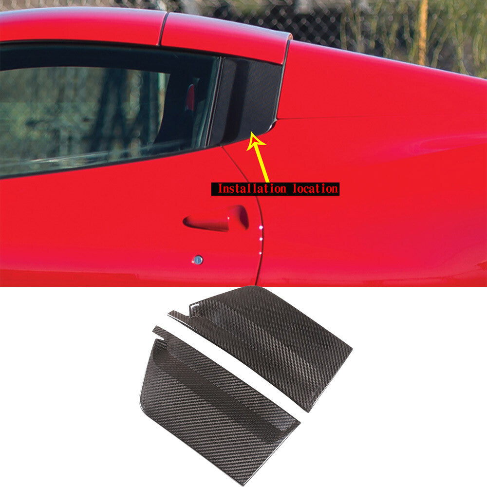 Real Carbon Fiber B Pillar Window Panel Trim Cover For Ferrari 458 2011-2016 1