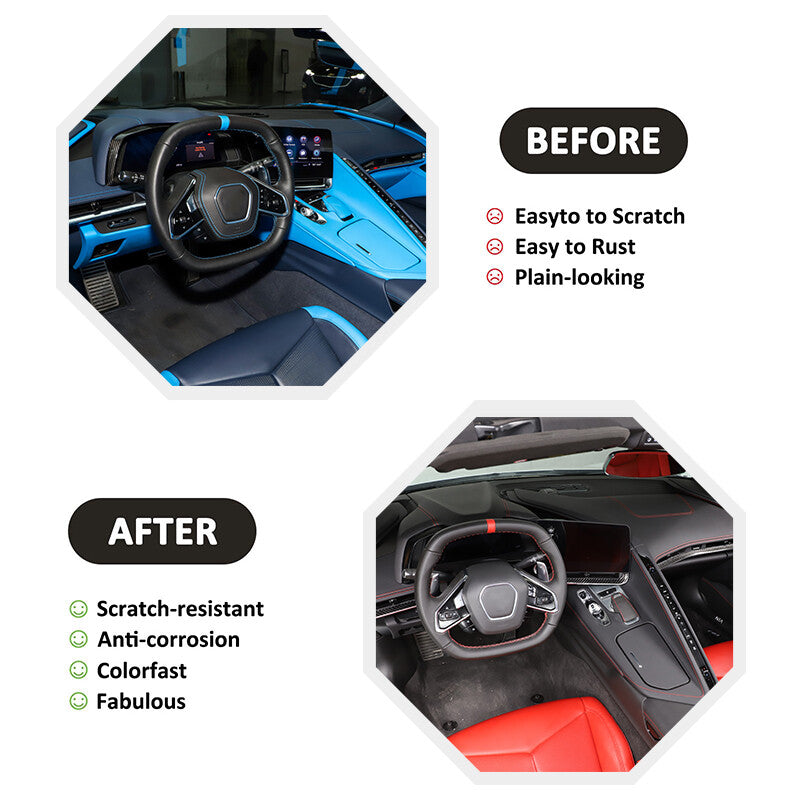 Real Carbon Fiber Center Console Trim Cover Sticker Set For Corvette C8 20-25 US 11