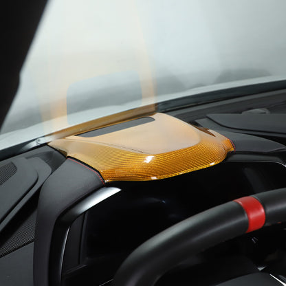 Yellow Carbon Fiber Dash Instrument Cover Trim W/ HUD For Corvette C8 20-25 5