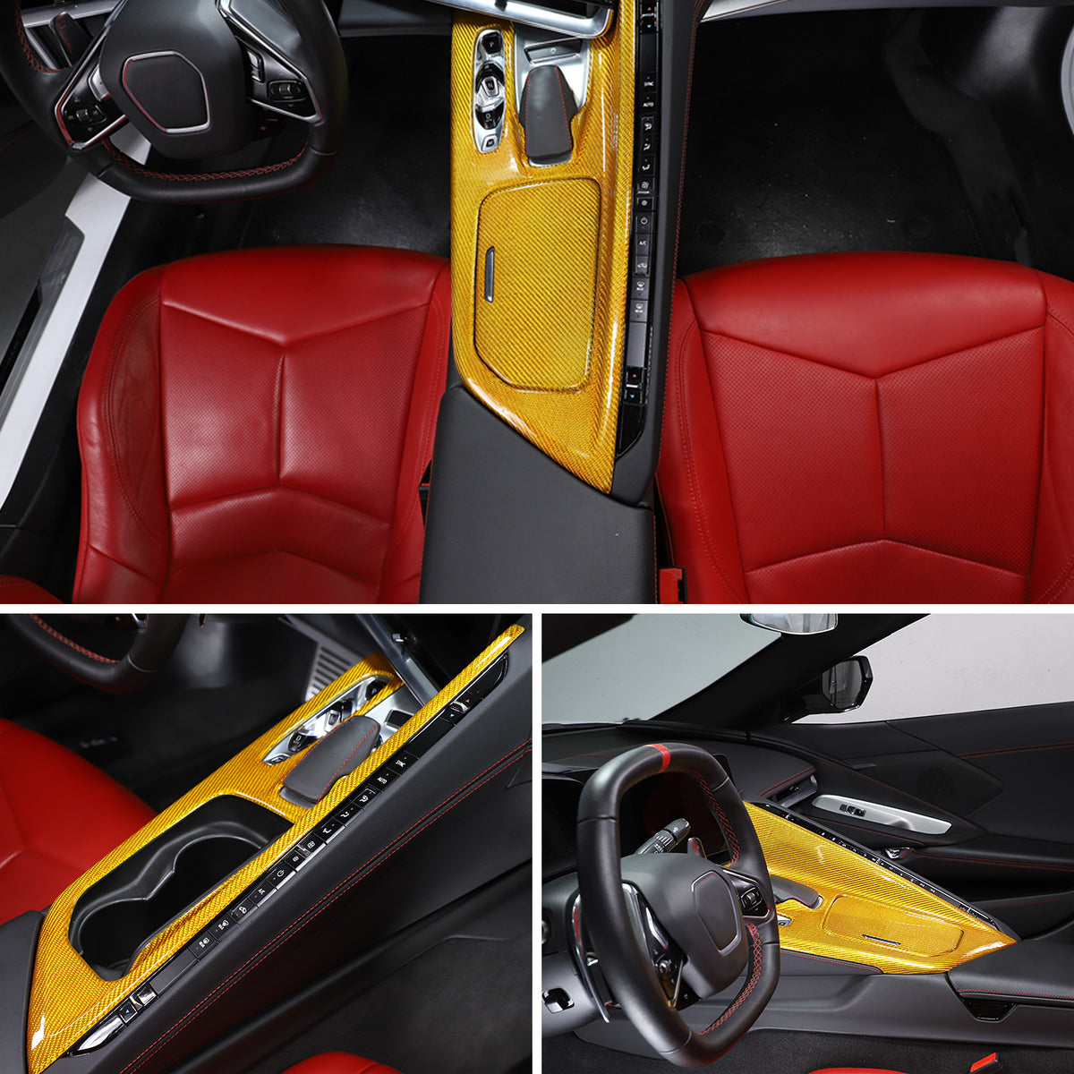 Real Carbon Fiber Center Console Gear Shift Panel Cover For Corvette C8 2020-25 17