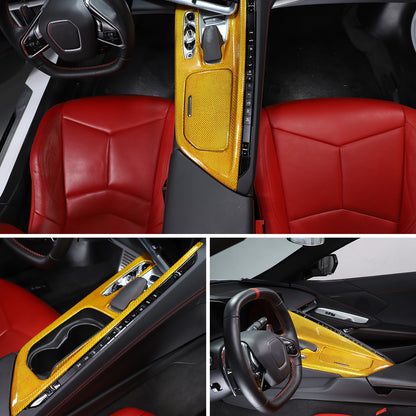 Real Carbon Fiber Center Console Gear Shift Panel Cover For Corvette C8 2020-25 17