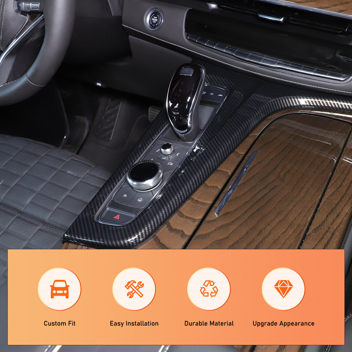 Carbon Fiber ABS Center Control Gear Trim Panel For Cadillac Escalade 21-23 US 11