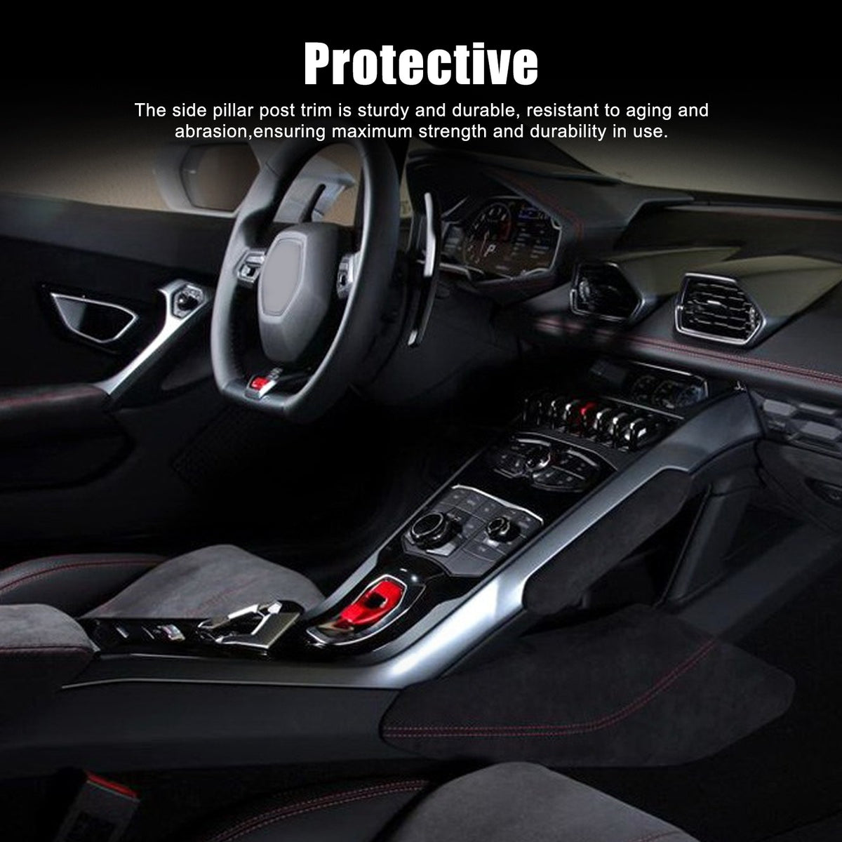 Real Carbon Fiber Center Multi Media Trim For Lamborghini Huracan 580/610 14-18 16