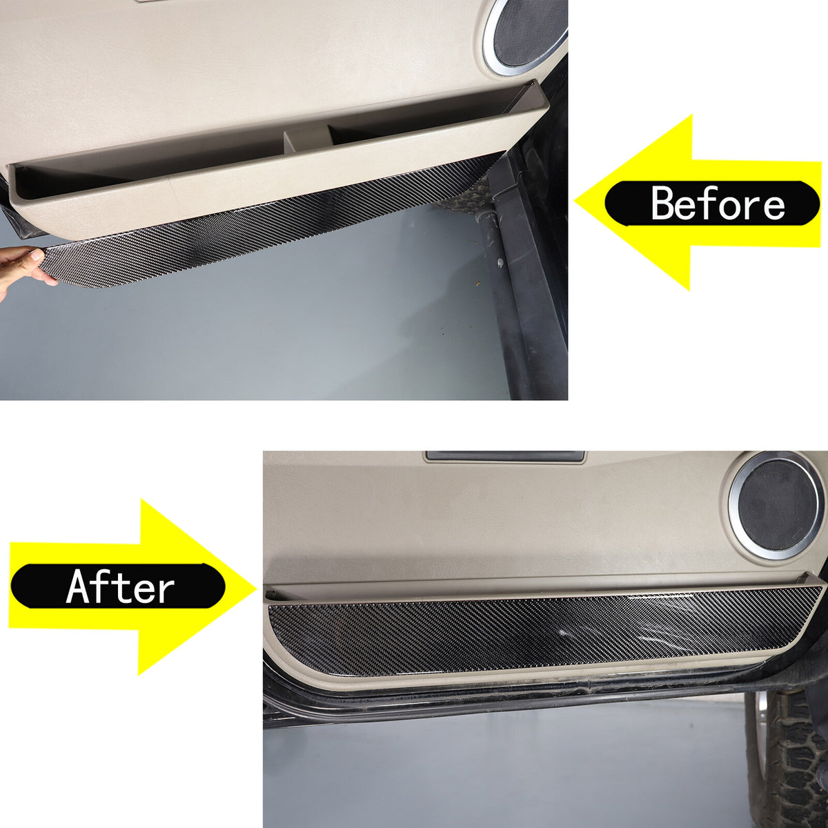 Carbon fiber Door Bottom Anti-Kick Trim Sticker For Hummer H2 2003-09 7