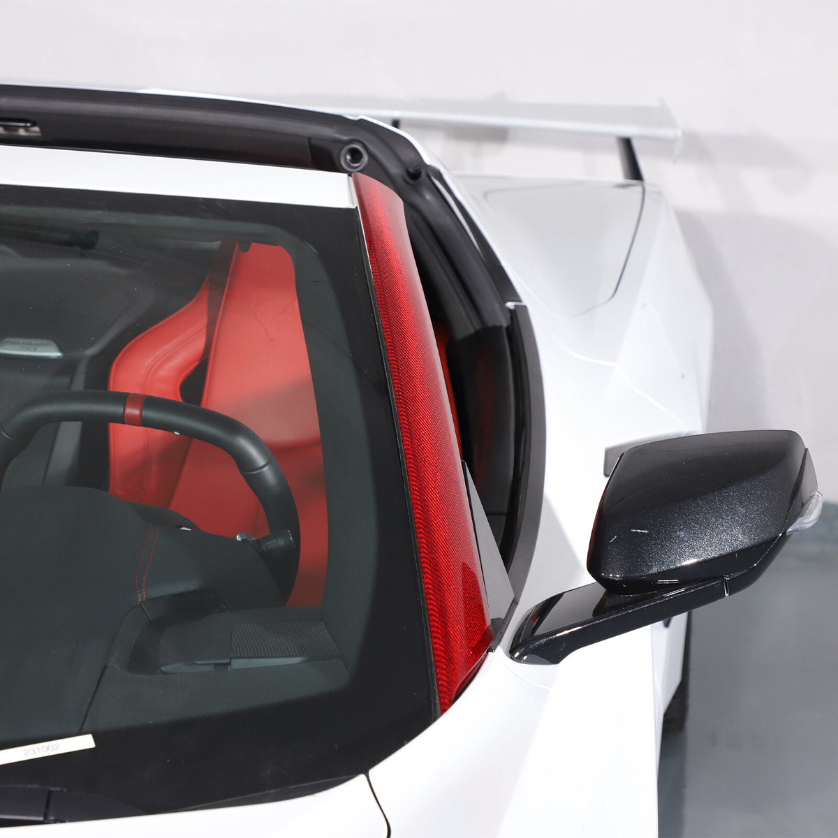 Red Carbon Fiber Exterior A-pillar Trim Cover Fits For Corvette C8 2020-2026 US 14