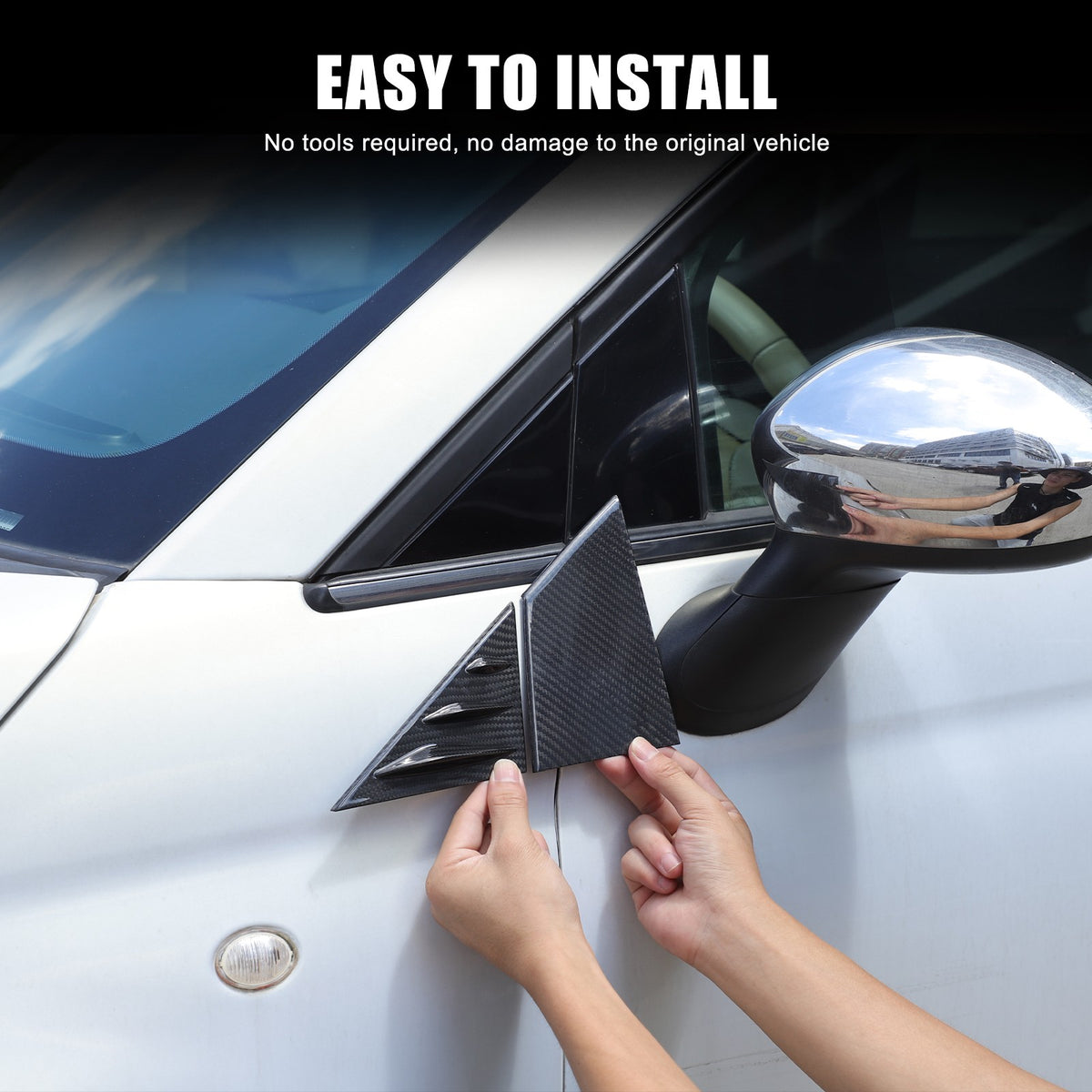 Real Carbon Fiber External A-Pillar Triangle Trim Cover For Fiat 500 2010+ 9