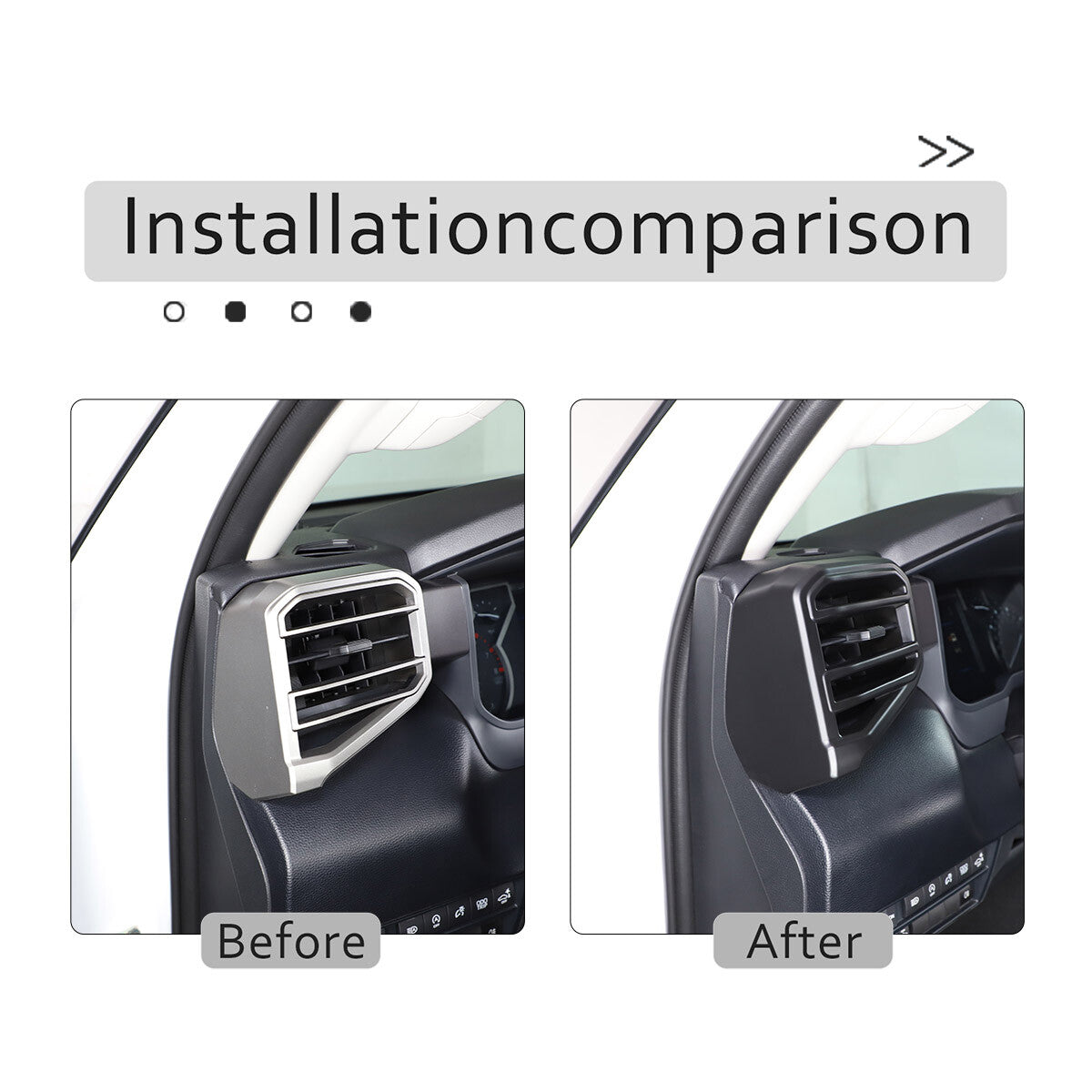 Matte Black Center & Side Air vent Frame Trim Cover For Toyota Tundra 2022-2026 12