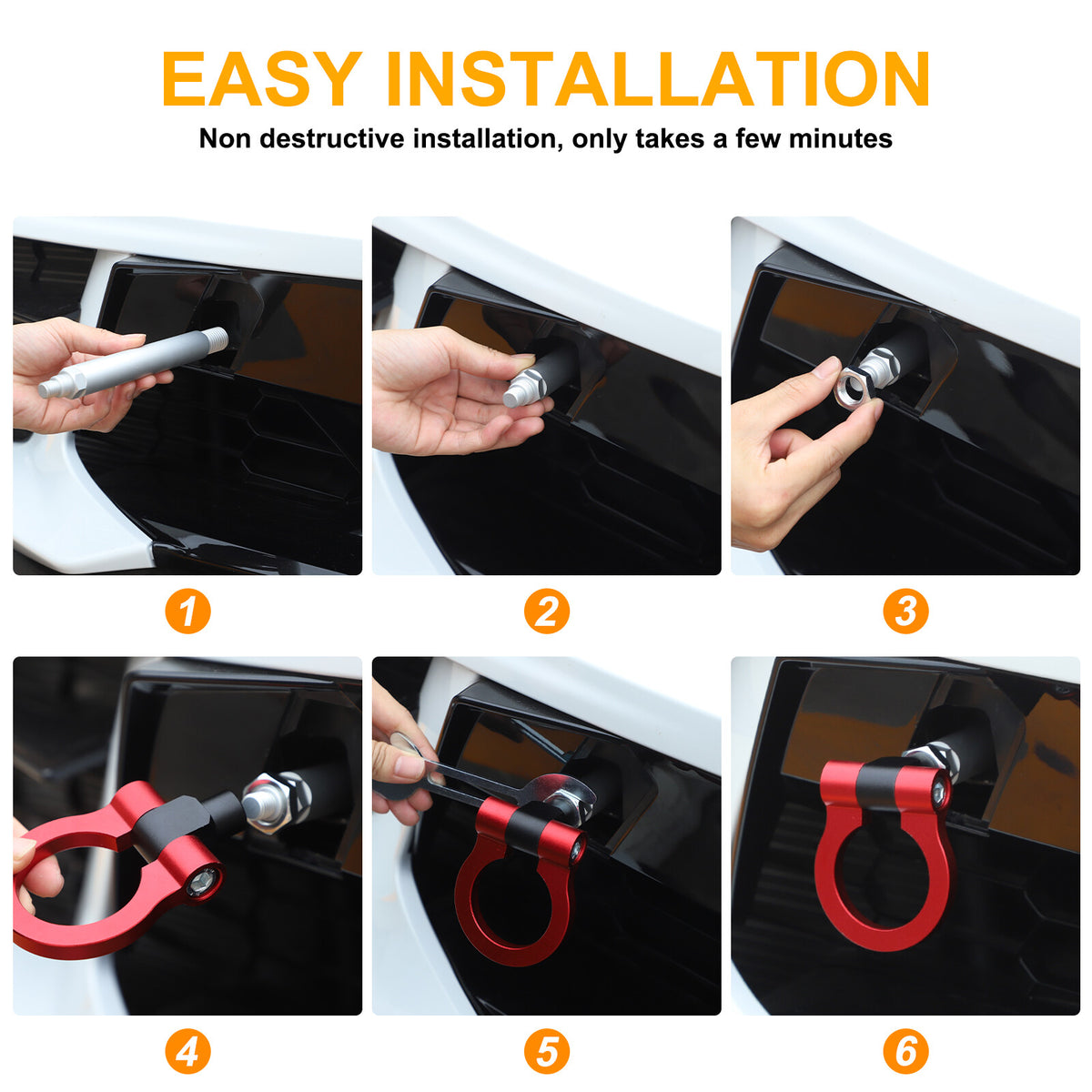 Front Bumper Trailer Track Racing Aluminum Tow Hook Ring For Corvette C8 20+ US 18