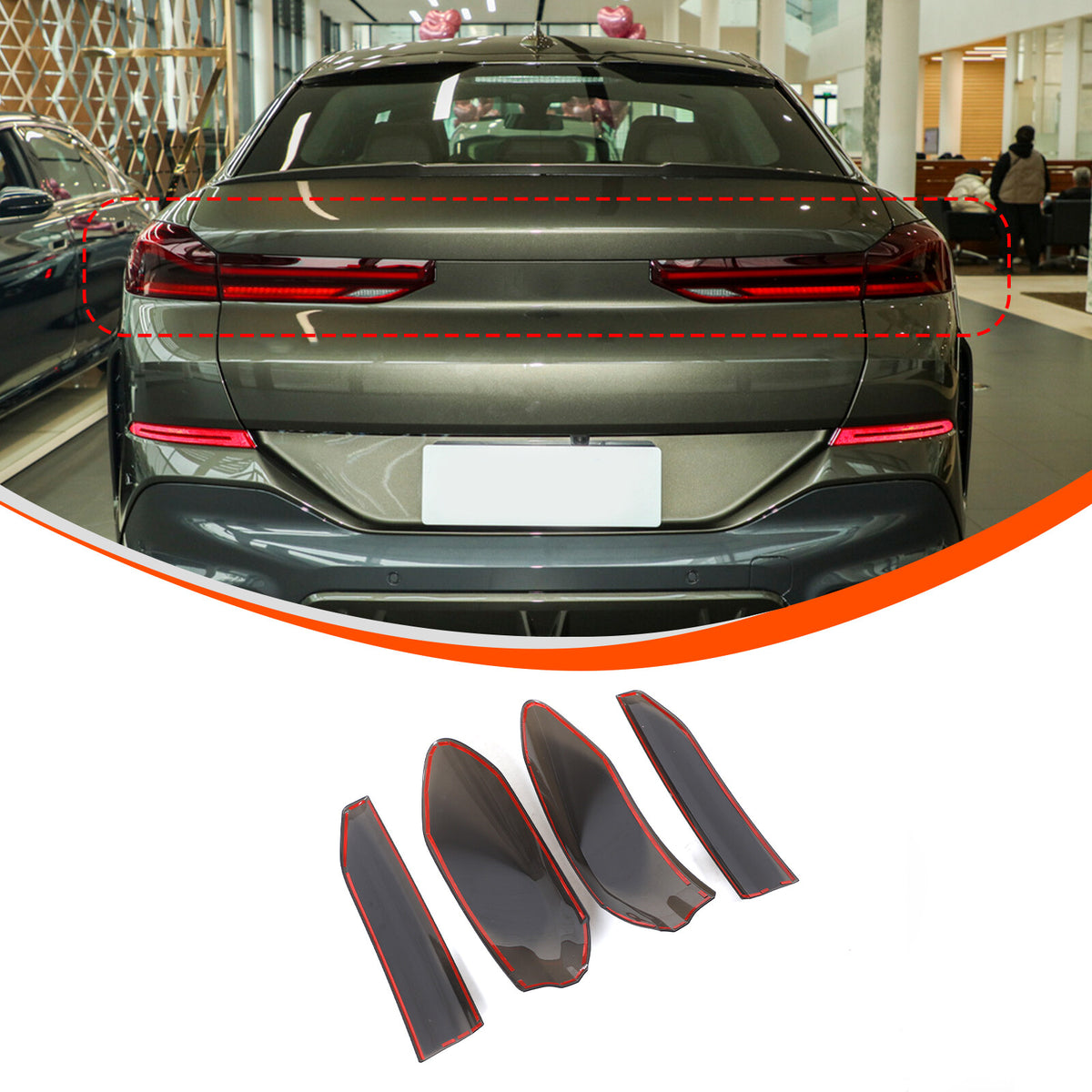 Smoked Rear Tail Light Guard Decor Cover Trim Bezels For BMW X6 G06 2020-2026 6