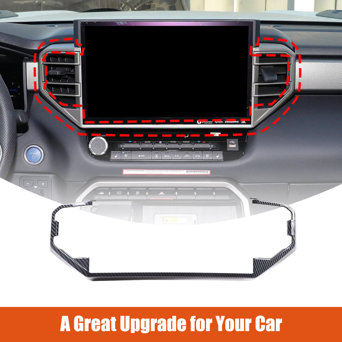 ABS Carbon Fiber Center Air Vent Panel Cover Trim For Toyota Tundra/Sequoia 23+ 10