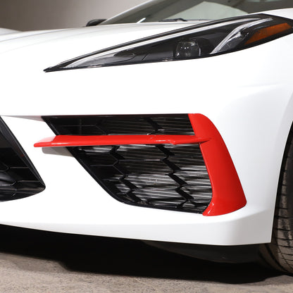 Sports Red Front Bumper Fog Light Lamp Trims for Corvette C8 2020-2025 US 21