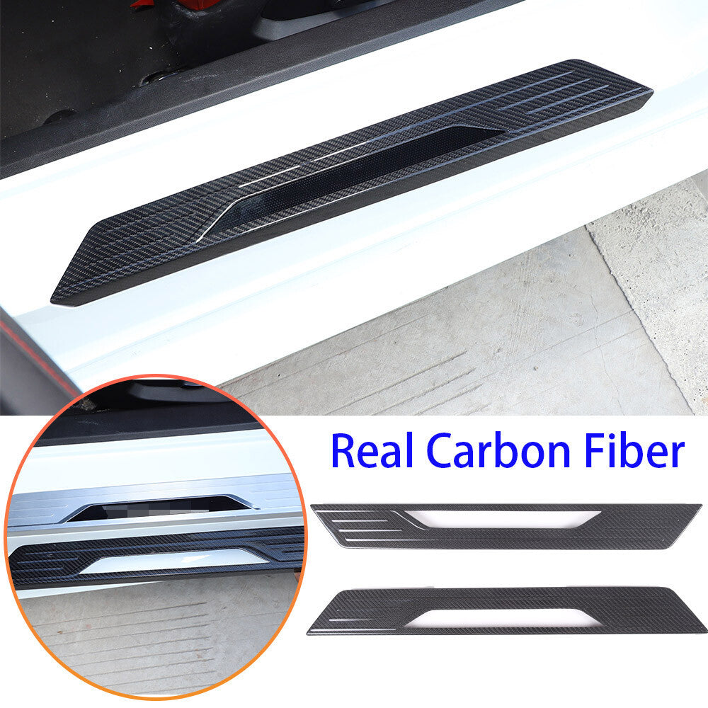 Real Carbon Fiber Scuff Plate Door Sill Cover Protector For Corvette C8 2020-26 2