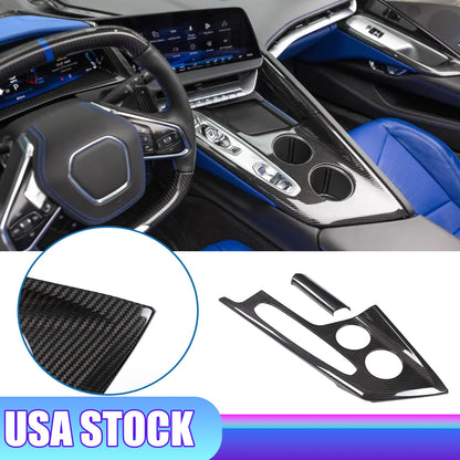 Real Carbon Fiber Center Gear Shift Panel Cover Trim For Corvette C8 2026+ US 1