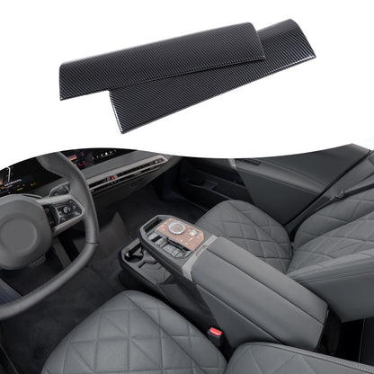 ABS Carbon Fiber Center Armrest Box Cover Trim For BMW iX I20 2022-2024 1