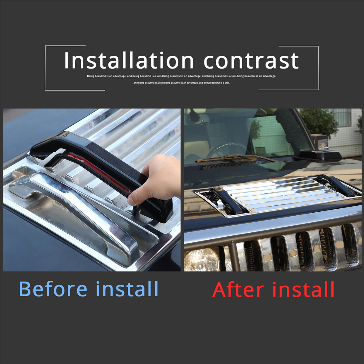 Glossy Piano Black Front Bumper Exterior Trim Cover Set For Hummer H2 2003-2009 - Styles 1-5 54