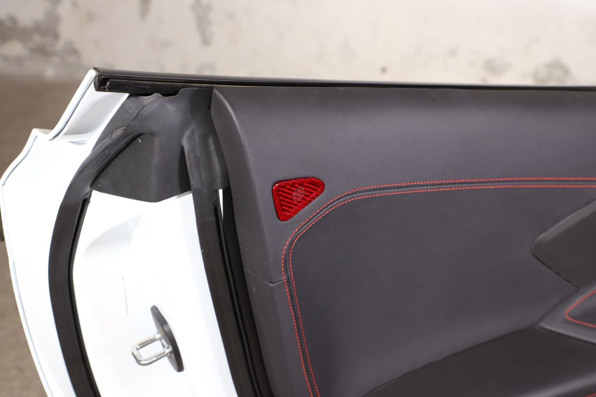 Red Real Carbon Door Tweeter Trim Cover Mesh For Corvette C8 Z51 Z06 2020-26 8