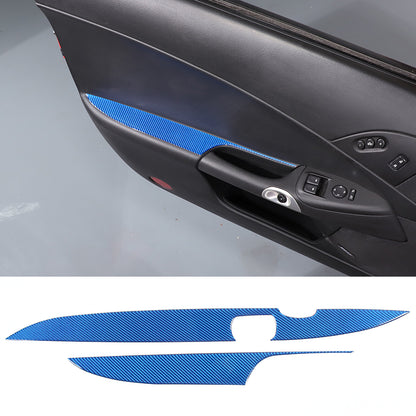 Blue Carbon Fiber Door Armrest Trim Panel For Corvette C6 2005-2013 1