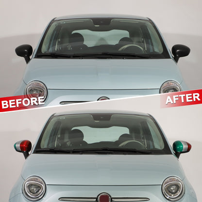 Tri-Color Real Carbon Fiber Side Mirror Cover Trim For Fiat 500 312 2010+ 3
