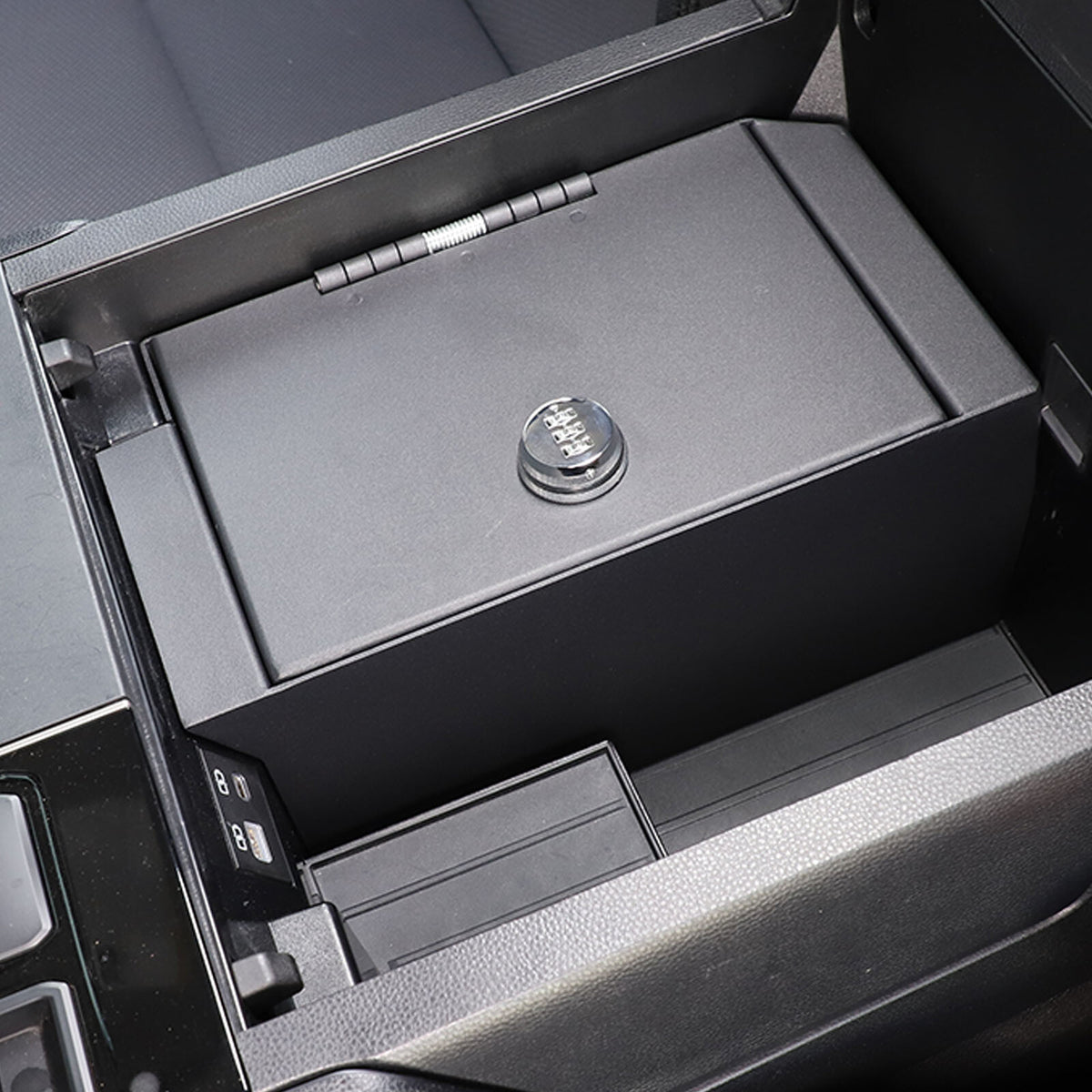 Center Console Safe Storage Box with Keys & Tray for Toyota Tundra 2022+ US 16