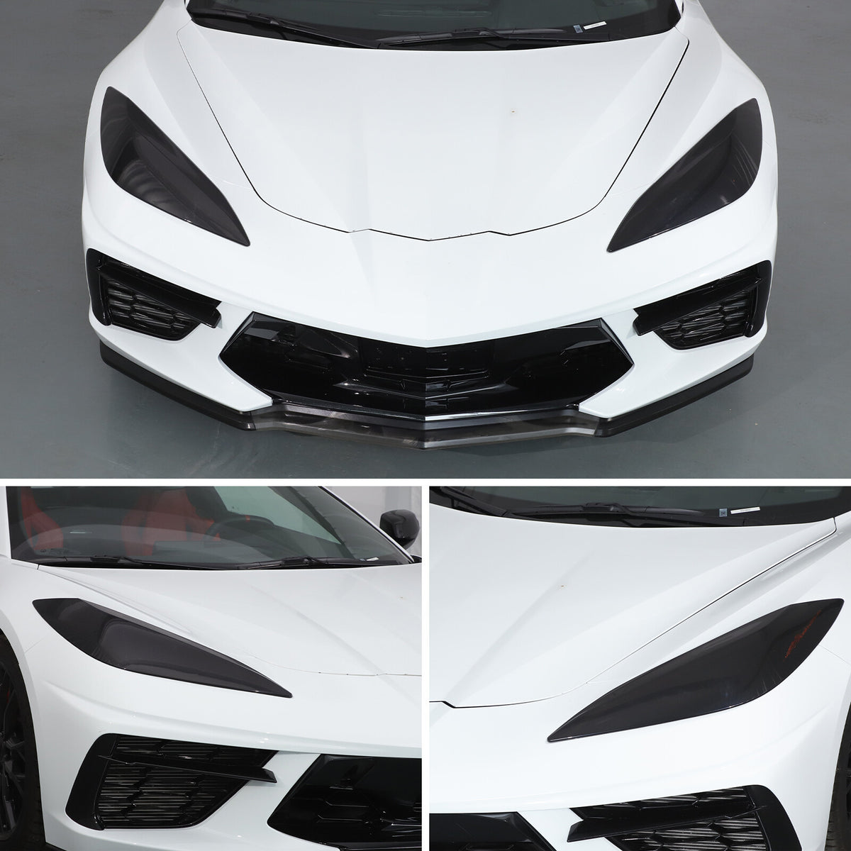 Smoked Blackout Headlight Lamp Cover Bezel Overlay Trim For Corvette C8 2020-26 22