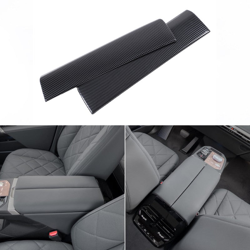 ABS Carbon Fiber Center Armrest Box Cover Trim For BMW iX I20 2022-2024 24