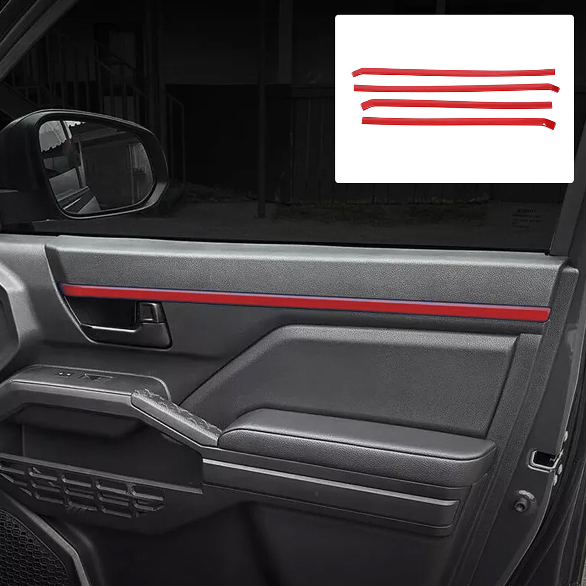 Sports Red ABS Interior Door Panel Trim Cover For Toyota Tacoma 2024+ US 8