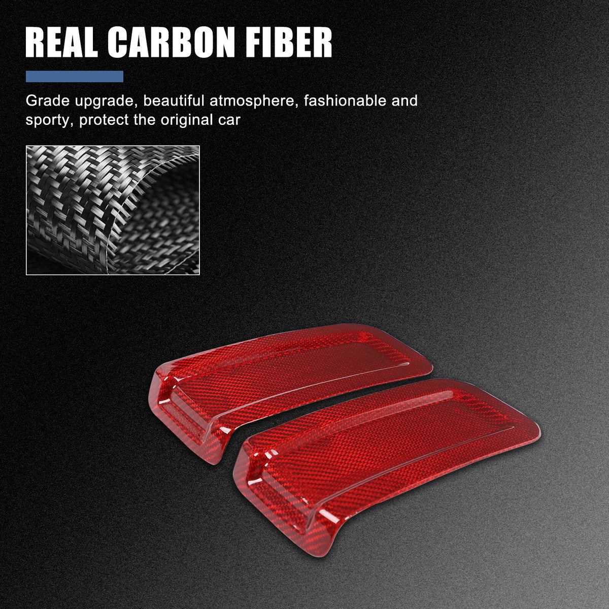 Red Real Carbon Fiber Exterior Rearview Mirror Groove Trim for Hummer H2 2003-09 8
