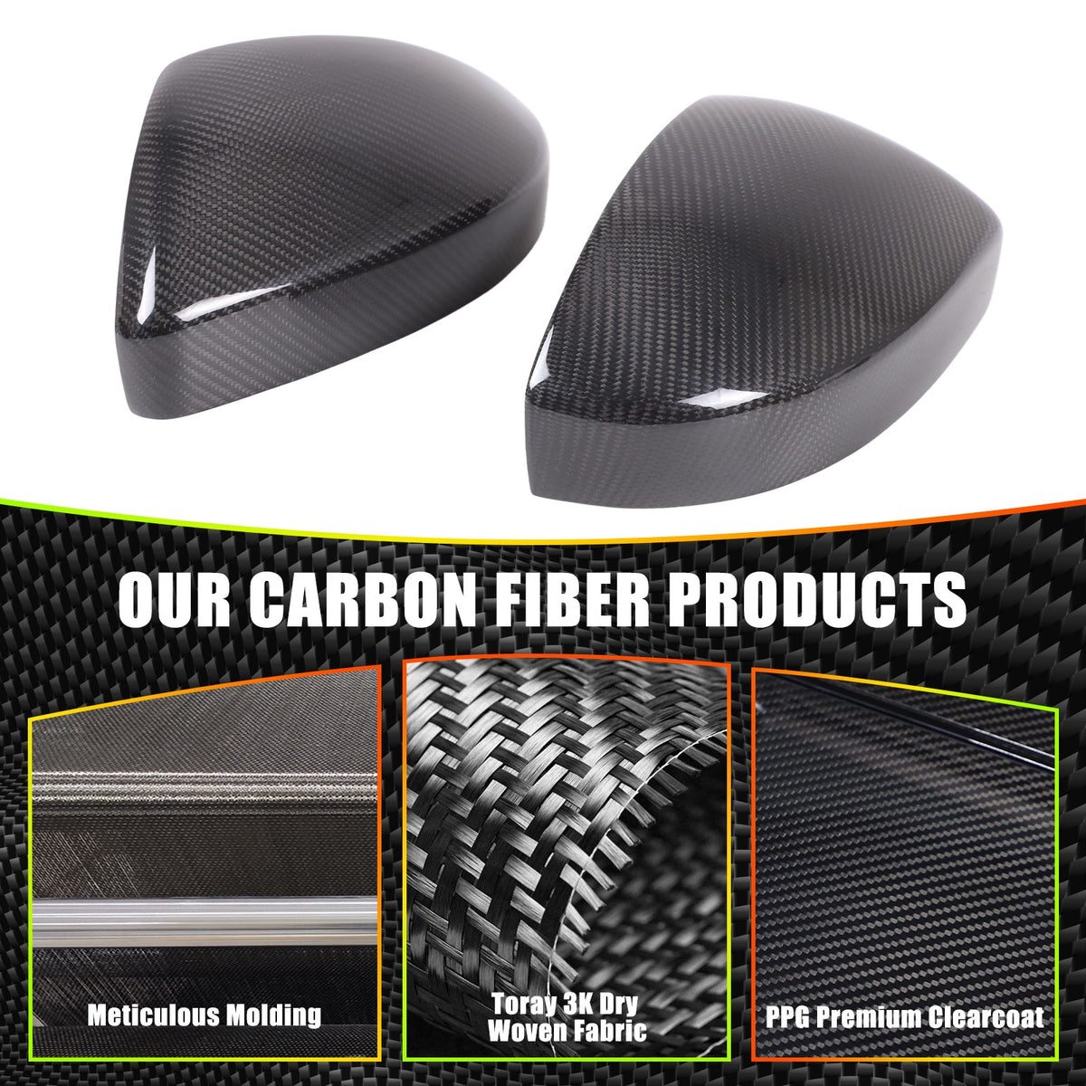 Real Carbon Fiber Side Mirror Cover For LR Range Rover Evoque 2014-2020 4
