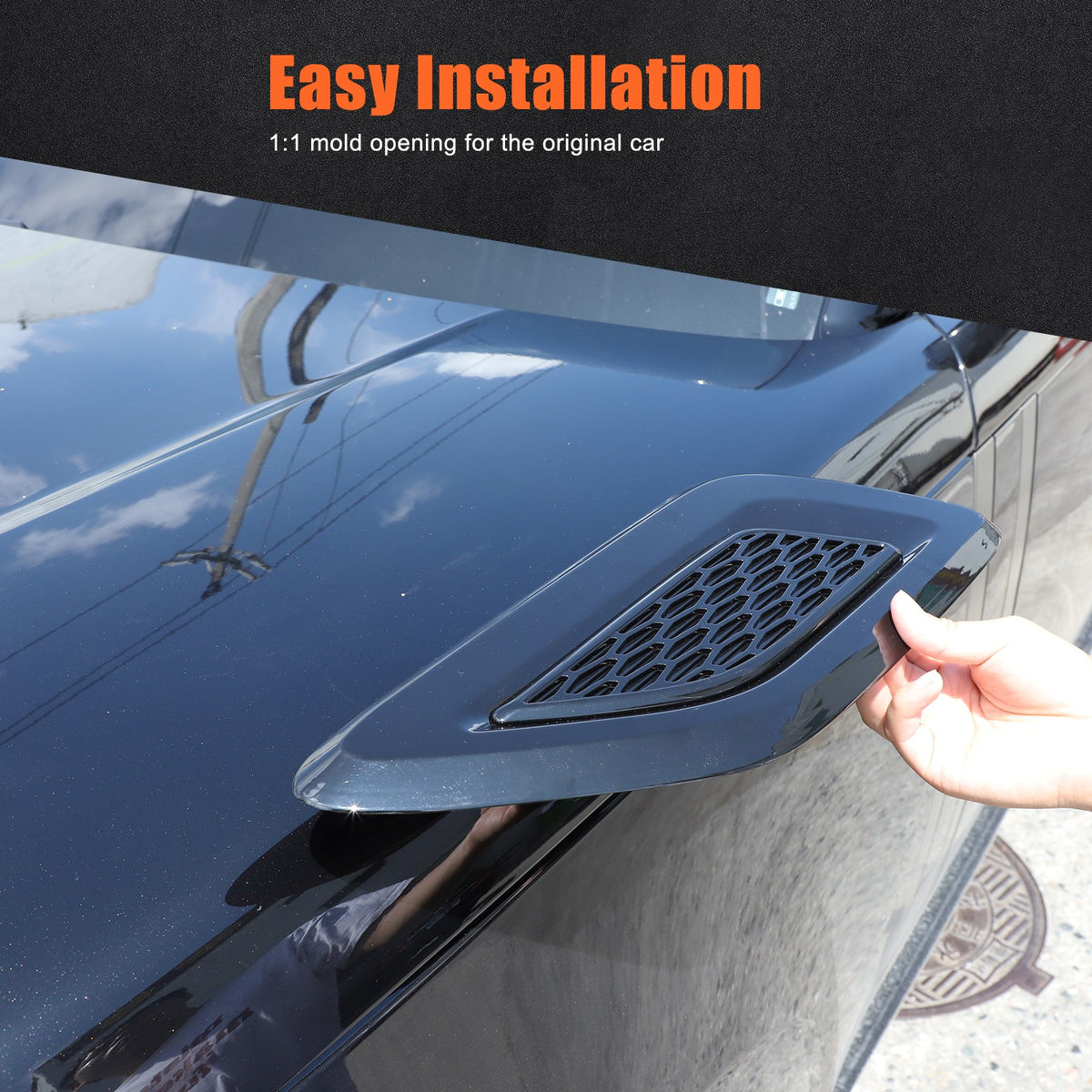 Piano Black ABS Exterior Hood Air Vent Trim For Range Rover Vogue L460 2023+ 18
