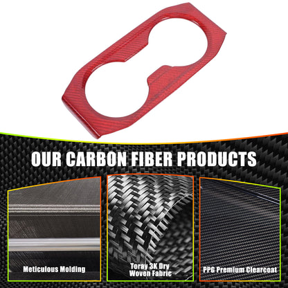 Red Carbon Fiber Armrest Box Rear Cup Holder Cover For BMW 5 Series G60 i5 2024+ 10