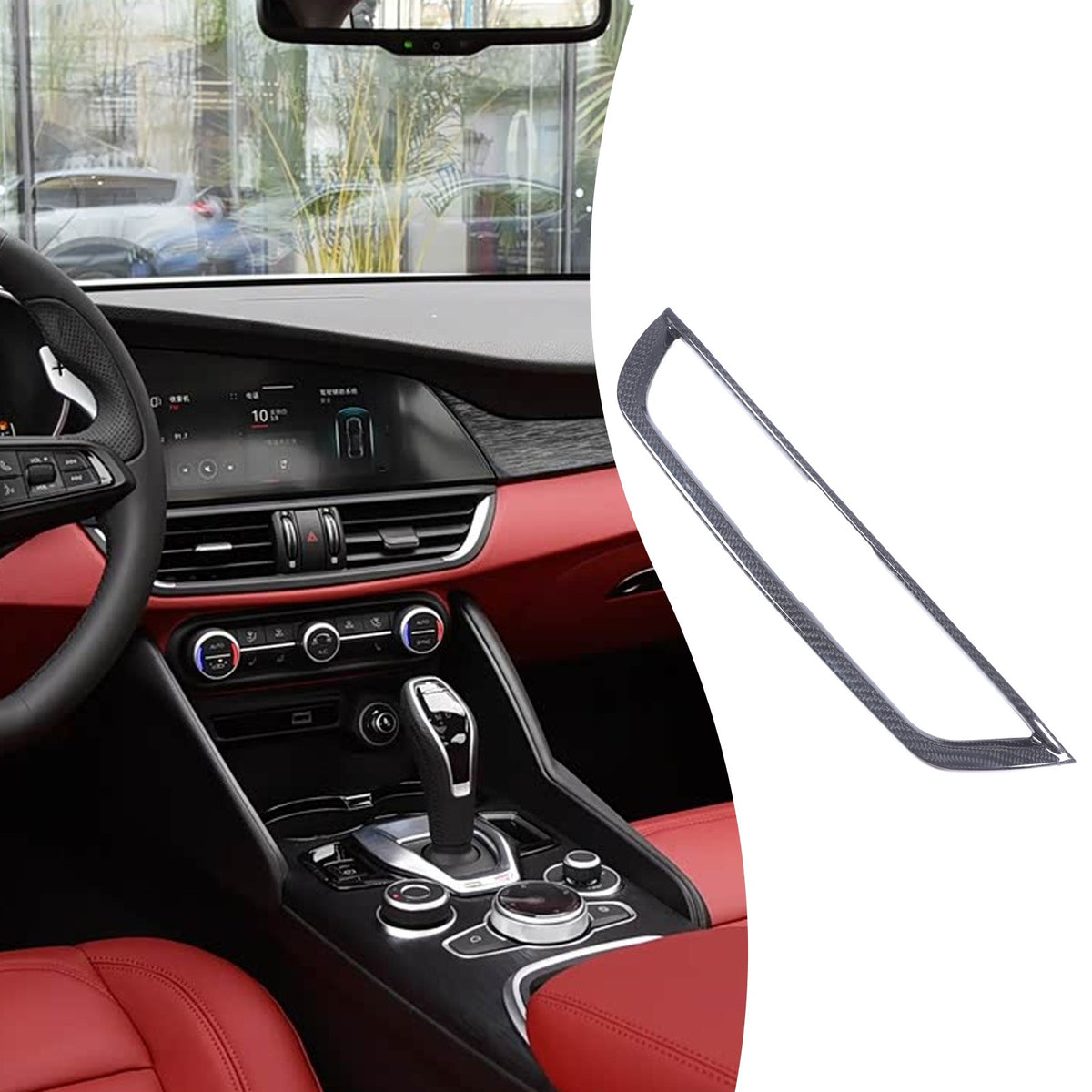 Real Carbon Fiber Center Air Vent Trim For Alfa Romeo Giulia 952 2017-20 11