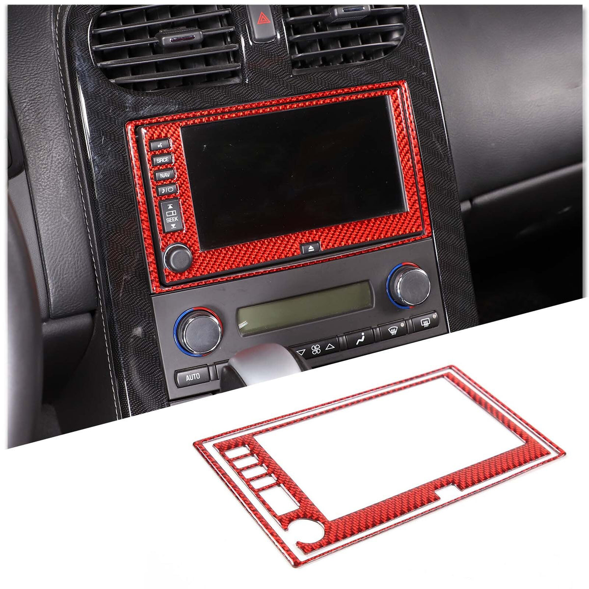 Red Carbon Fiber Central Control Panel Trim Set For Corvette C6 2005-2013 6
