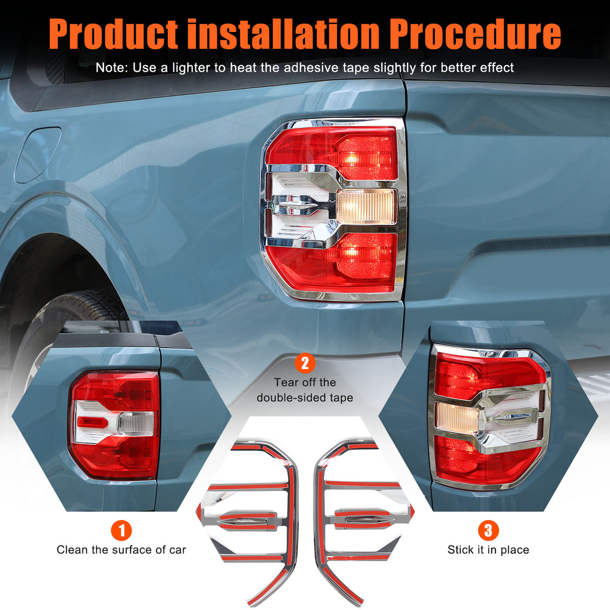 Chrome Silver Rear Taillight Trim Cover Bezel For Ford Maverick 2022-2024 20